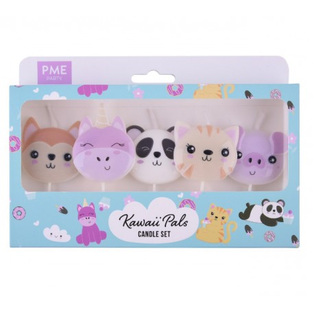 SET 5 VELAS 2D GIGANTES ANIMALES KAWAII PME