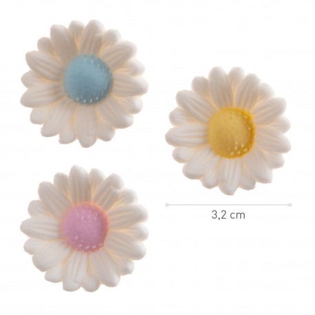 SET 3 MARGARITAS 3.2 CM 3 COLORES AZUCAR DEKORA