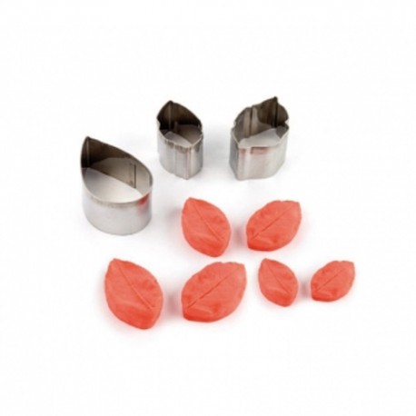 3 CORTADORES HOJAS ROSA + TEXTURIZADOR