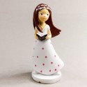 FIGURA NIÑA COMUNION CON BIBLIA Y VESTIDO CON FLORES