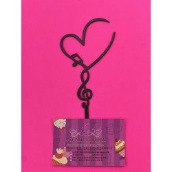 TOPPER CORAZON CON NOTAS MUSICALES NEGRO