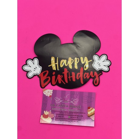 TOPPER HAPPY BIRTHDAY MICKEY SILUETA Y MANOS