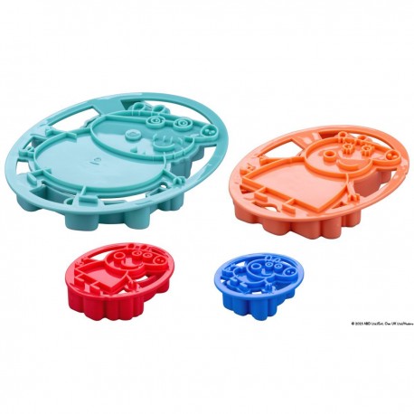 SET 4 CORTADORES CON MARCADORA FAMILIA PEPPA PIG GRANDE