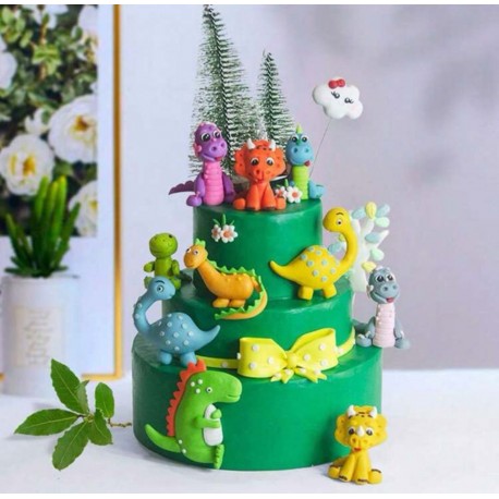 SET 5 TOPPERS 3D DINOSAURIOS Y HOJAS