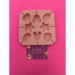 MOLDE SILICONA 8 PIRULETAS CORONAS DE ESTRELLA MICKEY Y FORMAS
