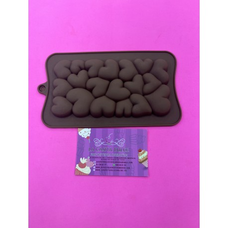 MOLDE SILICONA TABLETA DE CHOCOLATE DISEÑO CORAZONES