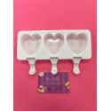 MOLDE SILICONA PROFESIONAL 3 POLOS HELADOS CORAZONES