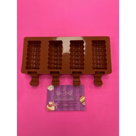 MOLDE SILICONA PROFESIONAL 4 POLOS HELADOS RAYADOS