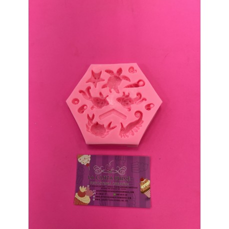 MOLDE SILICONA 11 ANIMALES Y CONCHAS MARINAS