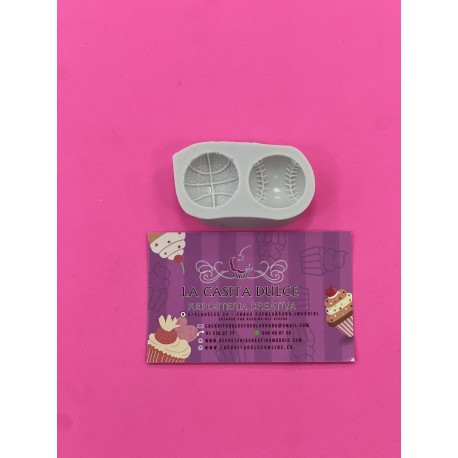 MOLDE SILICONA 2 BALONES MEDIA ESFERA BALONCESTO Y BASEBALL