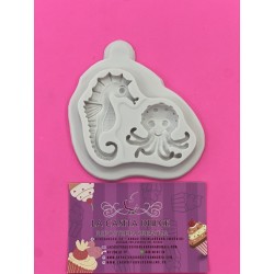 MOLDE SILICONA CABALLITO DE MAR Y PULPO