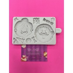 MOLDE SILICONA PLACA PAPA NOEL Y MAMA NOEL