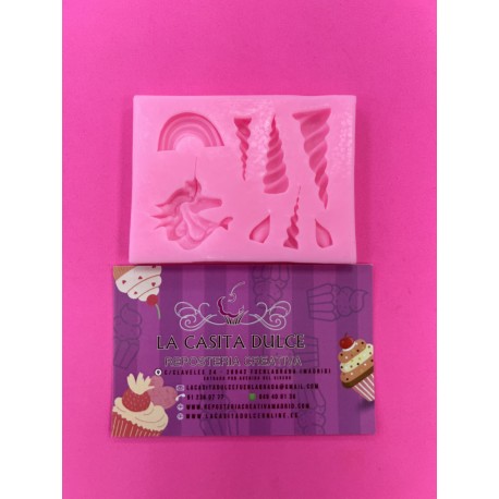 MOLDE CUERNO OREJAS ARCOIRIS Y UNICORNIO