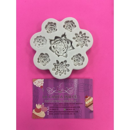 MOLDE SILICONA 8 ROSAS SALVAJES