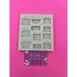 MOLDE SILICONA 11 BOLSOS DE MARCA MODA