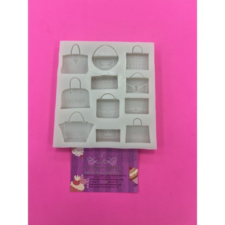 MOLDE SILICONA 11 BOLSOS DE MARCA MODA