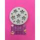 MOLDE SILICONA 6 FLORECITAS VIOLETAS Y HOJAS
