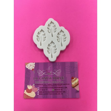 MOLDE SILICONA 4 HOJAS MONSTERAS MINI TROPICALES