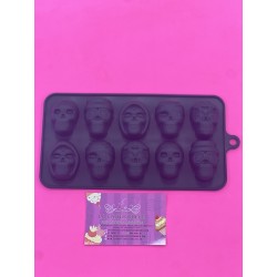 MOLDE SILICONA 10 CALAVERAS CARAS DIVERTIDAS BOMBON