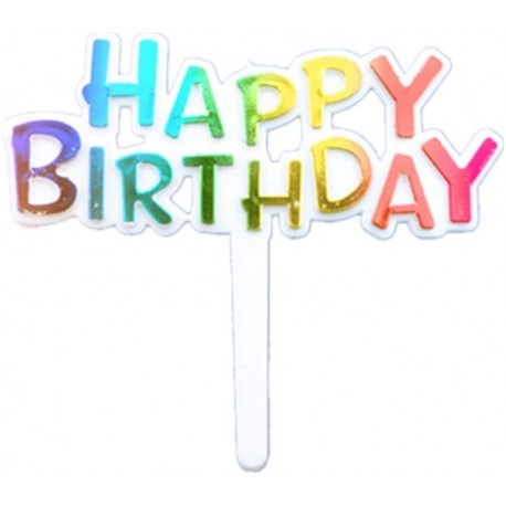 PICK TOPPER HAPPY BIRTHDAY PVC ARCOIRIS