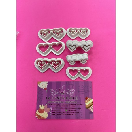 SET CORTADORES MINI OJOS Y GAFAS CORAZON