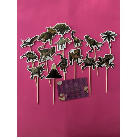 SET 15 TOPPER CARTON DINOSAURIOS REALISTAS