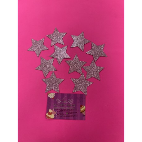 TOPPER ESTRELLAS ROSAS BRILLANTES CARTON