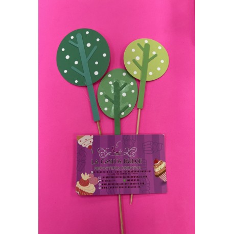 SET 3 TOPPER ARBOLES VERDE CARTON