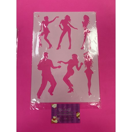 STENCIL 6 BAILARINES DISCO
