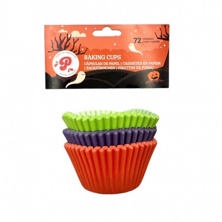 75 CAPSULAS CUPCAKE HALLOWEEN NARANJA MORADO VERDE PASTRY COLOURS