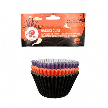 75 CAPSULAS CUPCAKE BRUJA NEGRO MORADO NARANJA PASTRY COLOURS
