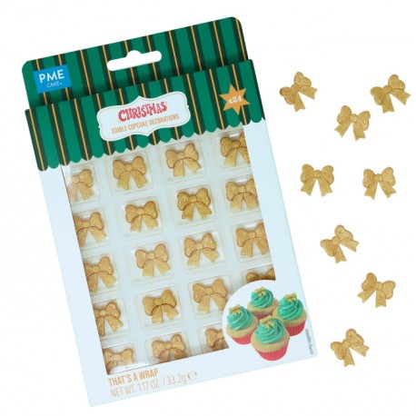 PACK 12 LAZOS DORADOS DECORACION AZUCAR PME