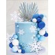 PACK TOPPER DECORACION BURBUJAS PALMAS Y COPOS FROZEN MIX AZULES