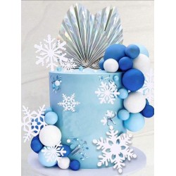PACK TOPPER DECORACION BURBUJAS PALMAS Y COPOS FROZEN MIX AZULES