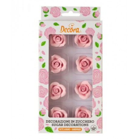 PACK 8 ROSAS ROSAS AZUCAR 3.5 CM DECORA
