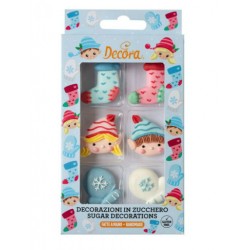 SET 6 DECORACIONES AZUCAR ELFOS NAVIDAD DECORA