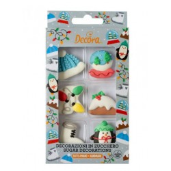SET 6 DECORACIONES AZUCAR FELIZ NAVIDAD DECORA