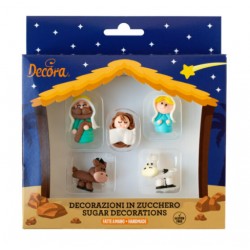 SET 5 DECORACIONES AZUCAR NACIMIENTO PORTAL DE BELEN 3D NAVIDAD DECORA