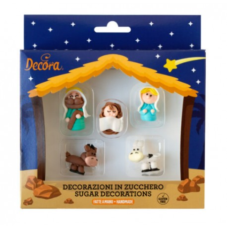 SET 5 DECORACIONES AZUCAR NACIMIENTO PORTAL DE BELEN 3D NAVIDAD DECORA