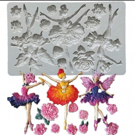 PLACA SILICONA BAILARINAS Y FLORES