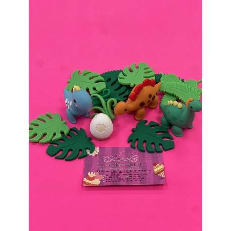 SET TOPPER 3D DINOSAURIOS Y HOJAS