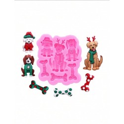 MOLDE SILICONA PERRITOS NAVIDAD