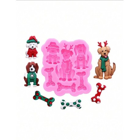 MOLDE SILICONA PERRITOS NAVIDAD