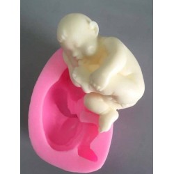 MOLDE SILICONA BEBE TUMBADO CON PIE EN ALTO