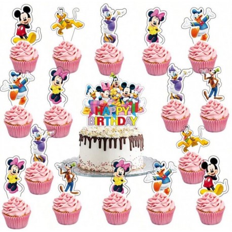 SET TOPPER DISNEY HAPPY BIRTHDAY TARTA Y CUPCAKES