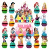 SET TOPPER PRINCESAS DISNEY HAPPY BIRTHDAY TARTA Y CUPCAKES