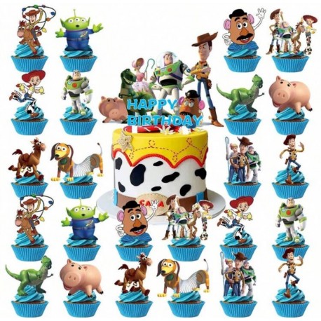 SET TOPPER TOY STORY DISNEY HAPPY BIRTHDAY TARTA Y CUPCAKES