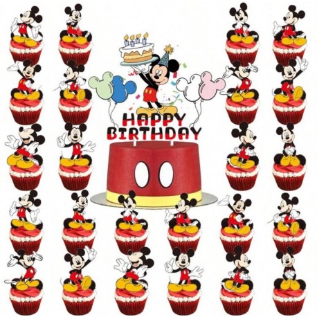 SET TOPPER MICKEY MOUSE DISNEY HAPPY BIRTHDAY TARTA Y CUPCAKES