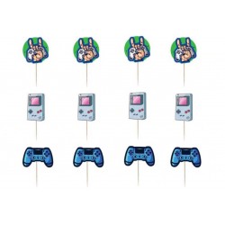 SET 12 TOPPER CUPCAKE GAMER 1