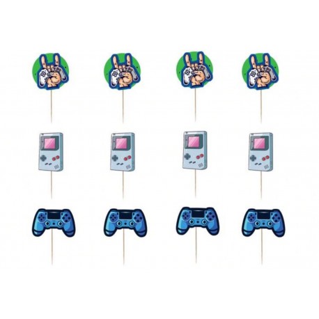 SET 12 TOPPER CUPCAKE GAMER 1